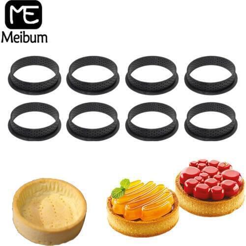 Meibum Plastic Perforated Tart Ring Suit French Dessert Mould Egg Tart Mold Fruit Cake Cookies Decorating Kitchen Baking Tools