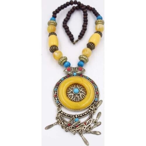 Fashion new bohemian women necklace long chain rice bead necklace trinket