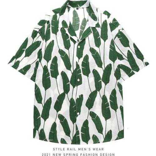 Printed Shirt Mens Hawaiian Beach Shirt Loose Short-sleeved Tops Streetwear Men Clothes Hip-hop Spring Summer 2021 Shirts Thin