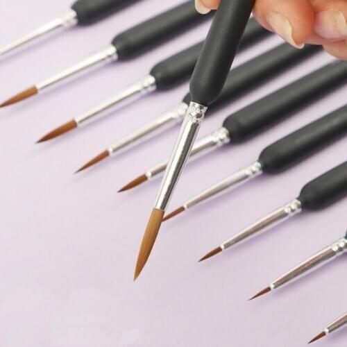 11PCS Round Pointed Tip Artist Paint Brush Set Nylon Hair Watercolor Acrylic Oil Painting Brushes Drawing Painters Art Supplie