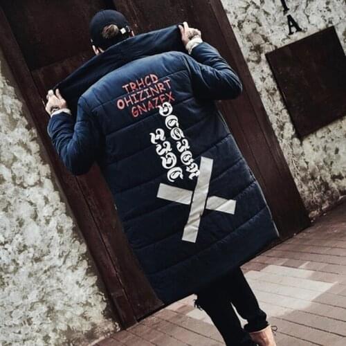 2018 Newest men fashion thick warm long jacket winter coat inclined zipper design parka men casual long coat winterjas heren