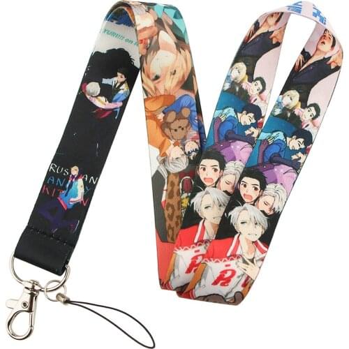 New Arrival Yuri!!! On Ice Lanyards Keychain Nikiforov Victor Yuri Katsuki Webbing Neck Straps Mobile Phone Hang Rope Key Chain