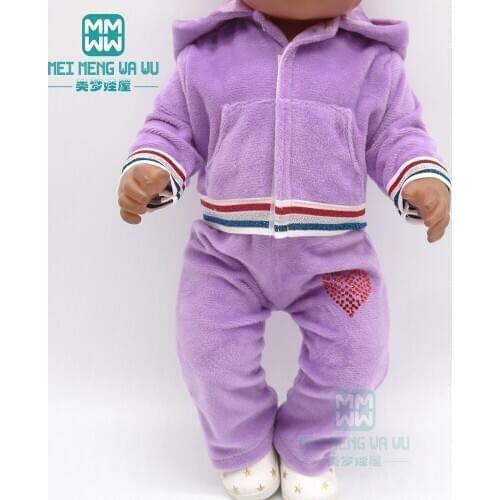 Clothes for doll fit 43-45cm born baby doll and American doll accessories fashion hooded sportswear