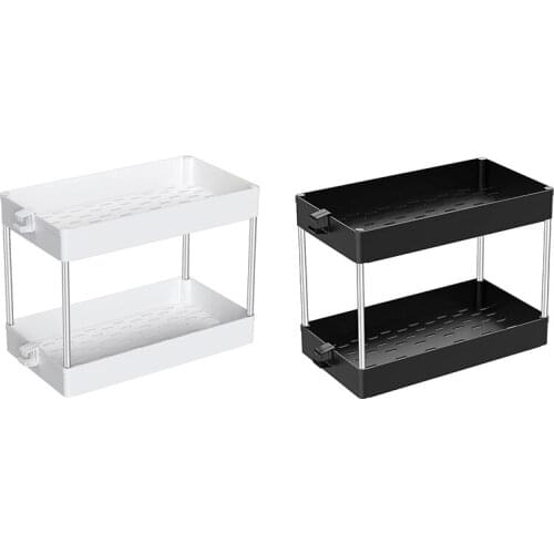 LUDA Under Sink Organizer, 2 Tier Under Sink Storage Organizer, Bathroom Standing Rack, Bath Collection Slide-Out Baskets