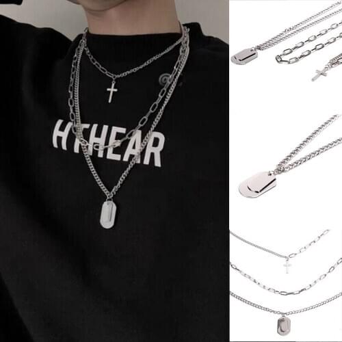 Punk Chains Necklace Couple Fashion Street Hip Hop Geometric Metal Pendant Necklaces For Women