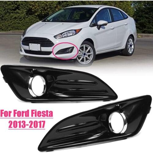 Front Fog Light & Cover kit For Ford for Fiesta 2013 2014 2015 2016 2017 Foglight Frame With Bulb Gloss Black Styling Grill Trim