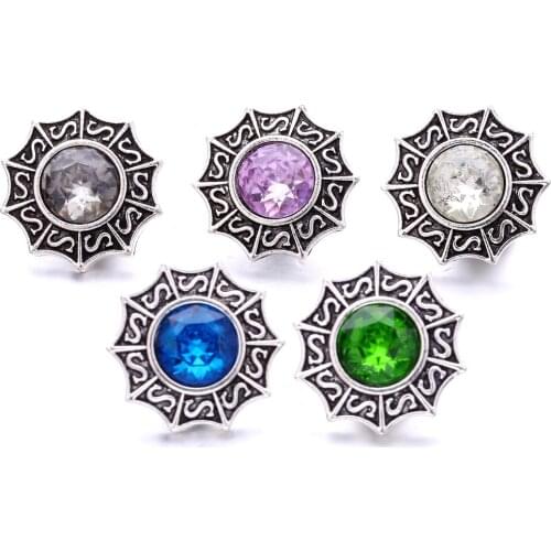 18mm Snap Buttons Jewelry Assorted Rhinestone Mixed Retro Buddha Snap Button DIY Bracelet Necklace Ginger Charms Jewelry