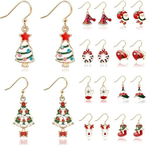 Christmas Ornaments Santa Drop Earrings Womens Creative Necklace Party Jewelry Bell Christmas Tree Accessories New Year Gift