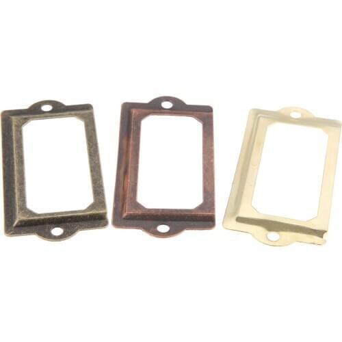 5pcs/set Label Pull Frame Handle Antique Bronze/Gold/Red Copper File Name Card Holder Furniture Cabinet Drawer Box Knobs w/screw