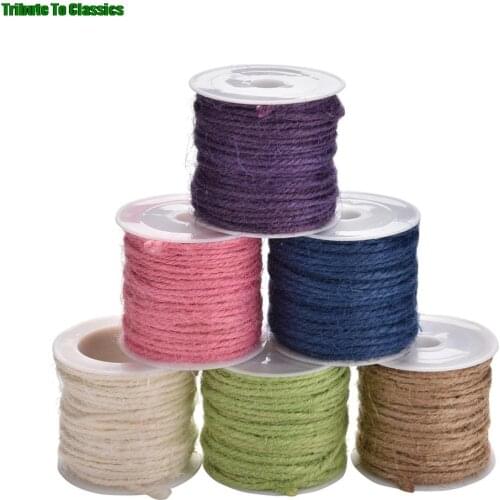 1 Roll Vintage Burlap Ribbon Natural Hessian Jute Twine Rope DIY Craft For Wedding Party Decor 6 Colors 10 M
