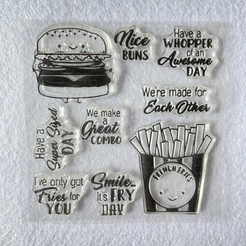 Food Hamburger Fries Transparent Clear Silicone Stamp Seal for DIY scrapbooking/photo album Decorative clear stamp decoration
