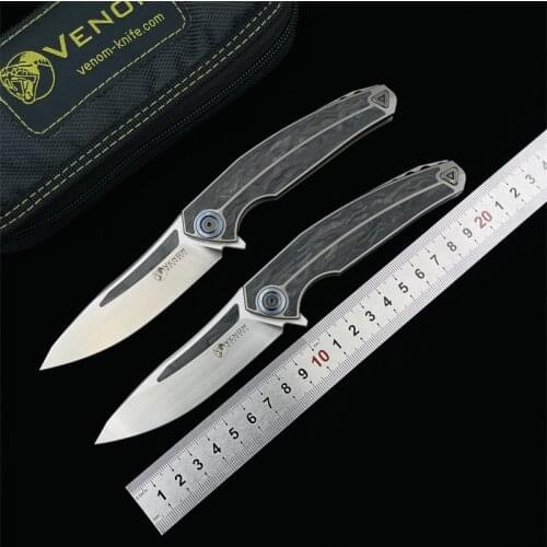 Kevin John VENOM KESTREL Folding Knife M390 Blade Titanium+CF Handle Camping Hunting Survival Pocket Kitchen EDC Tools
