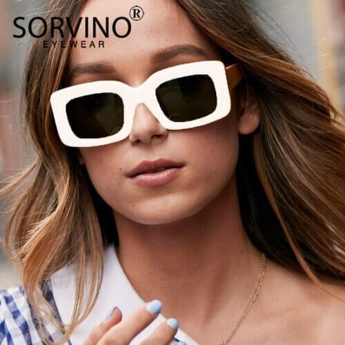 SORVINO Retro Red Square Sunglasses 2020 Women 90s Designer Brand Men Large Rectangle Sun Glasses Crystal Shades Oculos SN114