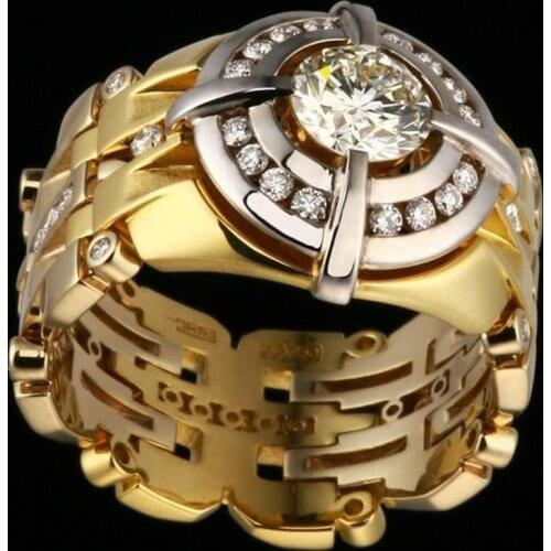 Hip Hop Party Ring for Women Men Shiny Gold Color Watch Design Cubic Zirconia High Quality Elegant Rings