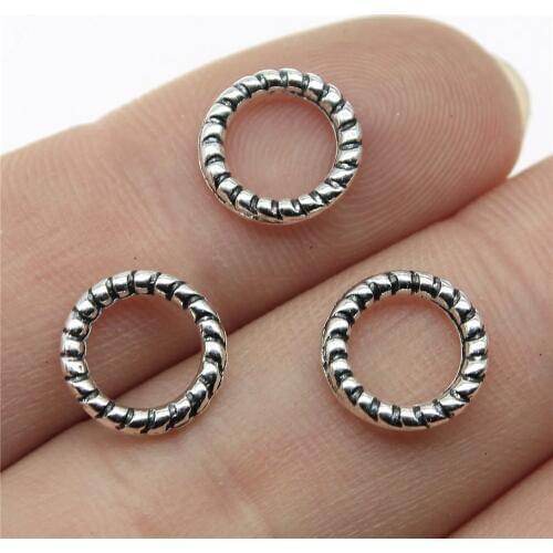 WYSIWYG 20pcs 10x10mm Circle Charm For Jewelry Making Antique Silver Color Circle Connector Charm