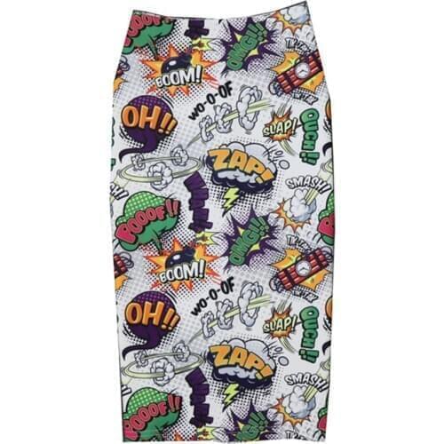 Womens Cartoon Mouse Skirt Summer Pencil skirt Print High Waist Slim Midi Skirts Young Girl Japan Female Falda SP604