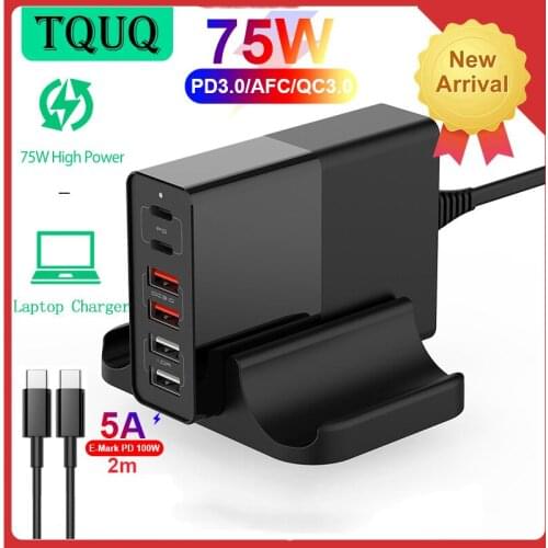 TQUQ 75W PD3.0 Laptop Charger Quick Charge 3.0 QC3.0 Type C PD Fast Adaptor For Macbook Pro iPhone Samsung Xiaomi Mobile Phone