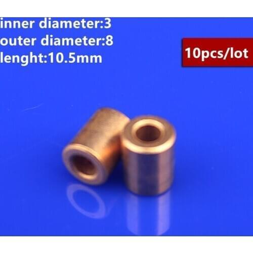 Iron Copper Base Precision Powder Metallurgy Oil Bearing Inner Diameter 3mm Outer Diameter 8mm Lenght 10.5mm Mini Bearing Copper
