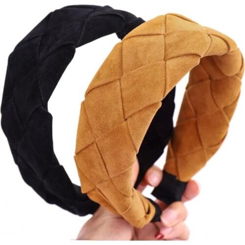 Women Wide Headband Cross Black Suede Elastic Hair Bands Soft Solid Color Girls Hairband Hair Accessories Twisted Headwrap