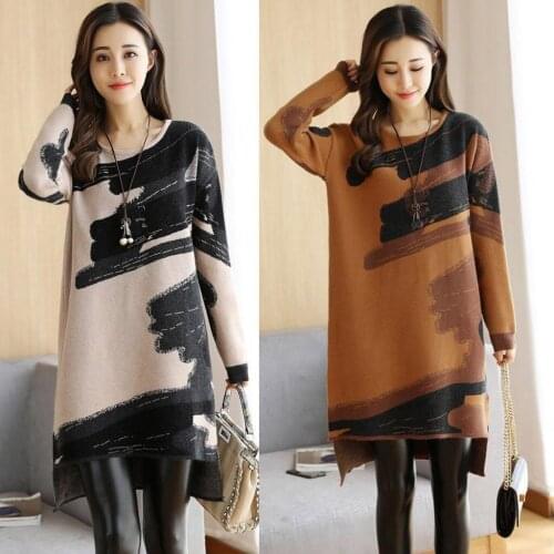 Женское платье Spring Fashion Casual Women Autumn Winter Printed Loose O-Neck Long Sleeve Straight Mini Dress 2020 NEW