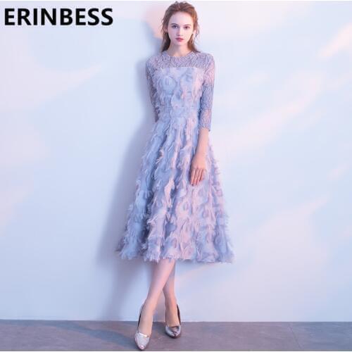 Robe De Soiree 2019 Lilac Feathers Prom Dresses A Line Long Women Formal Party Gowns Long Sleeve Evening Gowns