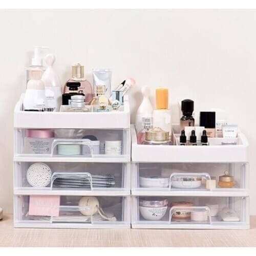 1/2/3-Layers Cosmetic Storage Box Makeup Drawer Translucent Desktop Jewelry Nail Polish Container Rack Skin Care Product Rack