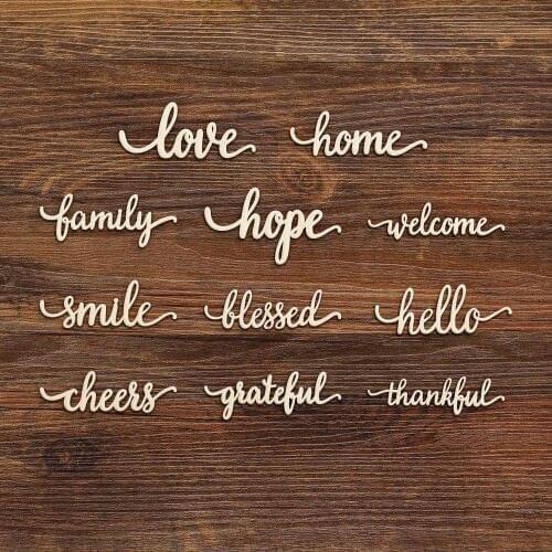 10pcs Wooden Thankful Grateful Home Hello Blessed Smile Family Love Sign Wall Art Home Wall Decoration Wood Sign Wedding Gift