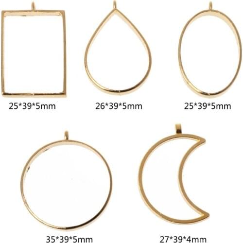 10Pcs Geometric Hollow Pressed Flower Resin Blank Frames Pendants Jewelry Making