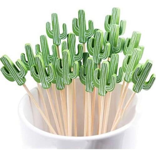 100PCS Disposable Bamboo Skewers Set Fruit Sticks Grill Skewers Dessert Food Toothpicks Picnic Party Supplies Decoration