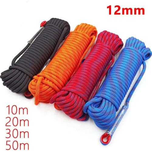 12mm Outdoor Climbing Rope Escape Rescue Static Rope Tree Rock Equipment Mountaineering Lifeline Emergency Survival Safety Gear