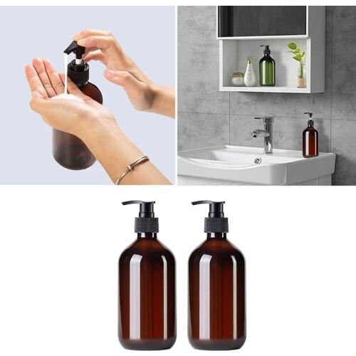 2PCS 500ml Bath Pump Bottle Lotion Shampoo Shower Gel Holder Soap Dispenser Bathroom Portable Soap Dispensers Plastic Bottle