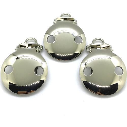 25pcs Small Loop 5mm Silver Color 2 Holes Pacifier Clips EN-12586