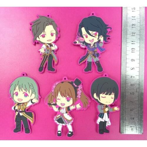 5pcs/lot Uta no Prince-sama Maji Love 1000% Japanese anime figure rubber mobile phone charms/key chain/strap