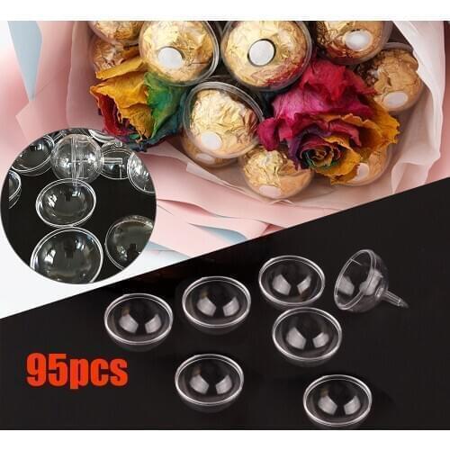 95PCS Chocolate Storage Balls DIY Open Plastic Clear Fillable Bauble Ornament Gift Present Candy Box Case Bouquet Decor