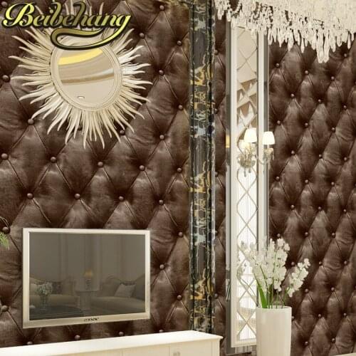 Beibehang European imitation soft bag 3D stereo wallpaper living room TV background wall hotel bedroom bedside imitation leather