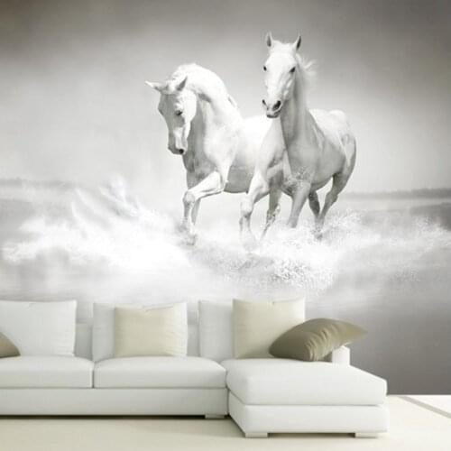 Beibehang wallpaper for walls 3 d White Horse large mural Continental back wall sofa bedroom TV backdrop 3d mural wallpaper