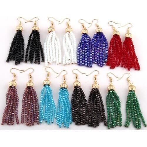 Free shipping Fashion Mini Glass Crystal Tassel Earring