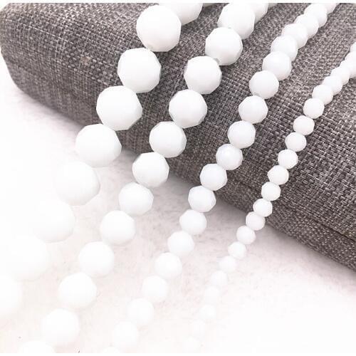 4/6/8/10mm White 32 Faceted Austria Transparent Faceted Crystal Ball Beads Spacer Beads for Necklace and DIY Bracelet Making #01