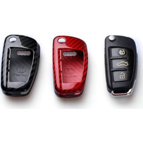 Carbon Fiber Remote Key Case Shell Cover For Audi A1 S1 A3 S3 8P 8V RS 3 A4 B6 B7 A6 S6 C6 Q2 Q3 8U Q7 R8 TT S RS 8J Car Styling