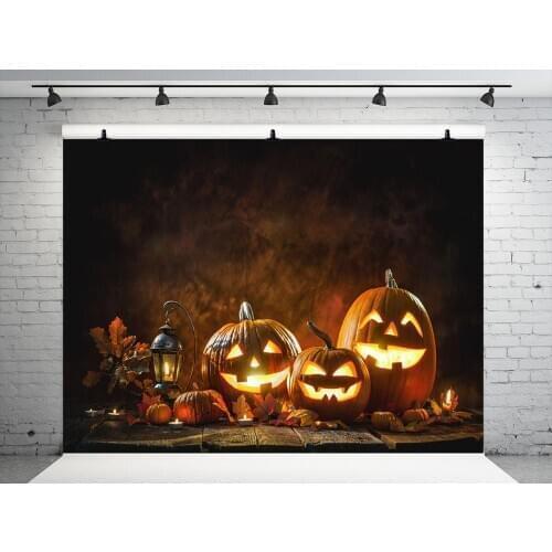 VinylBDS 7x5ft Halloween Backdrop for Photography Pumpkin Lanterns Halloween Background