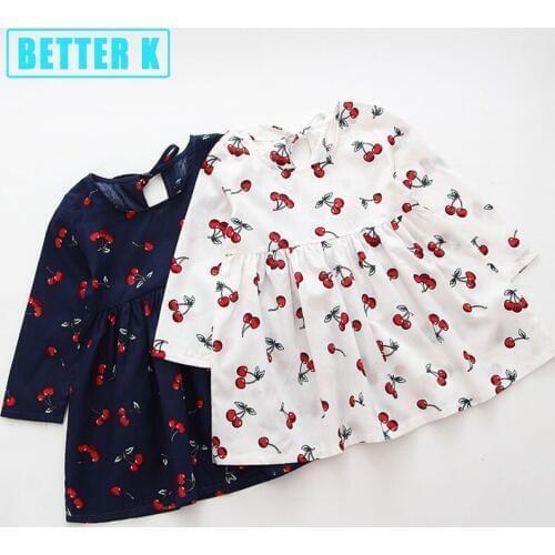Cotton Cherry Flower Girl Dresses Baby Girl Dresses Cherry Kids Clothes Kids Dresses For Girls Spring Girl Clothes Casual Style
