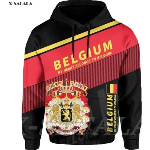 Belgium Lion Tattoo Country Flag 3D Printed Hoodie Man Women Pullover Tracksuit Outwear Zipper Sweatshirt Casual Jersey