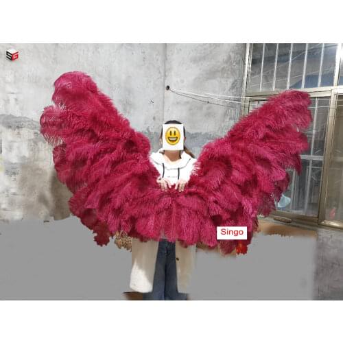 Customized high quality burgundy Ostrich feather ANGEL wings Pure handmade Amazing Decoration and shooting props