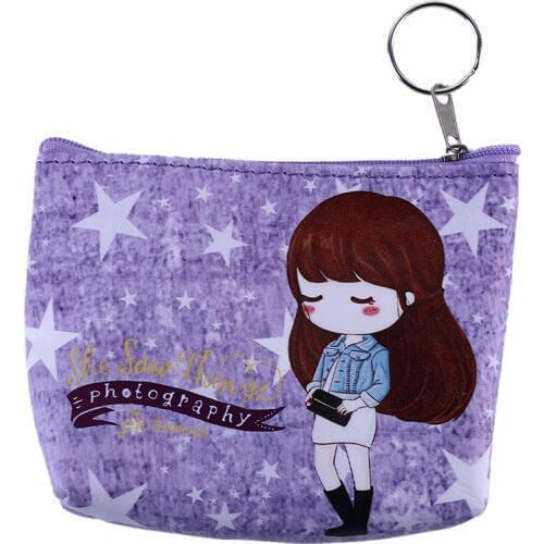 1 Pcs Mini New Brand Leather Purses Mini Fresh Casual Pu Coin Wallet Lady Fashion Cartoon Pattern Portable Dollar Money Purse