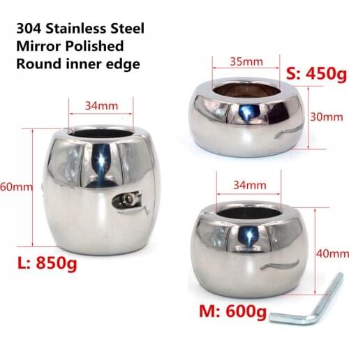 Metal Scrotum Pendant Ball Stretchers Testis Weight Penis Restraint Stainless Steel Cock Lock Ring 3 Size For Choice