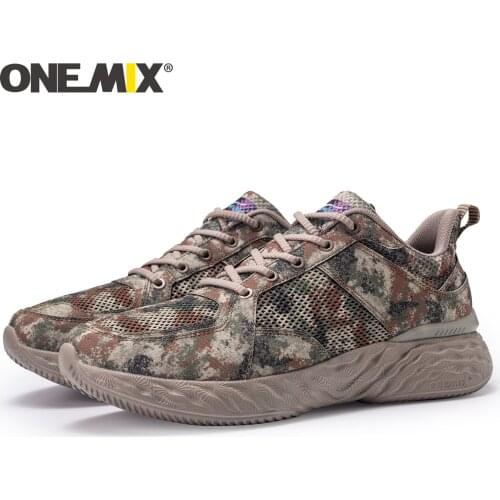 ONEMIX New Style Mens Running Shoes Unisex Sport Outdoor Sneakers Breathable Army Camouflage green Walking Jogging Shoes