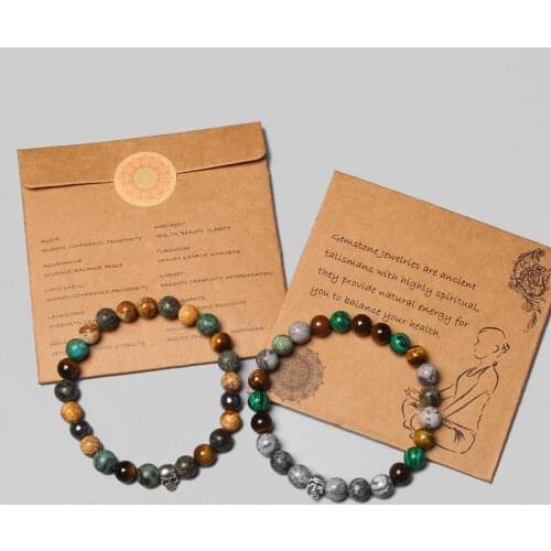 Gothic Style Skull Bracelets Men 2020 Fashion Handmade Silver Color Charm Bracelet Women Amulet Tiger Eye Stone Beads Pulsera