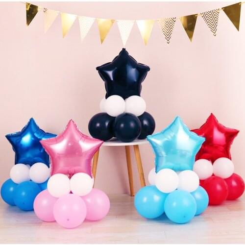 10pcs/Lot Pink Black 18inch Heart Star Foil Balloon Stand Set Happy Birthday Party Kids Adults Wedding Party Decoration Baloon