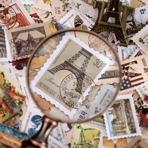 46pcs Flowers Animals Building Small Postage Stamp Stickers Diy Decoration Adhesive Stickers For Laptop Planners Scrapbook Album