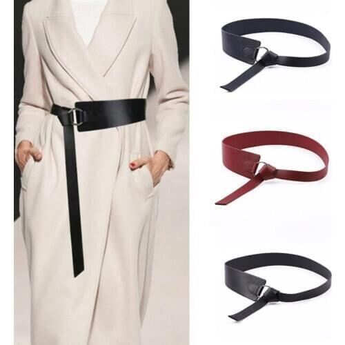 New Black Wide Corset leather Belt Female Tie Waistband thin Bow leisure Belts for Women Wedding Dress Waistband lady